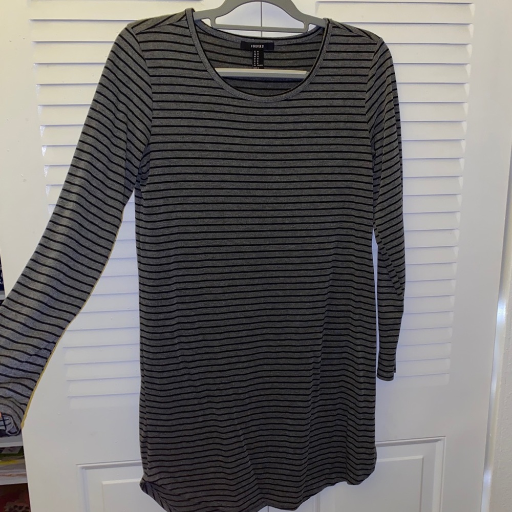 Long sleeve striped tee dress